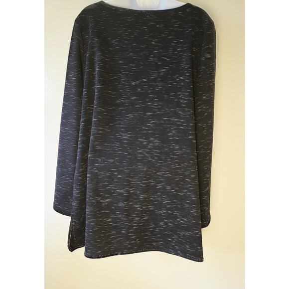 Studio M Black Space Dye 3/4-Sleeve Front Patch Pockets Tunic Size XL - Picture 4 of 6